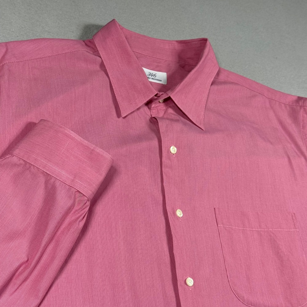 Brooks Brothers 346 Mens Pink Cotton Long Sleeve Button Down‎ Dress Shirt 17.5